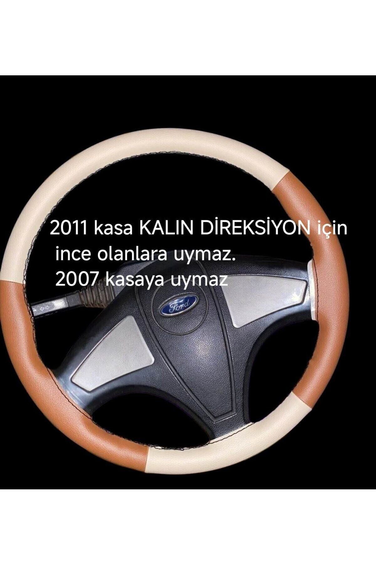DİKİŞLİ DİREKSİYON KILIFI BEJ DERİ / TABA DERİ SİYAH DİKİŞLİ F.ORD TIR KAMYON KALIN DİREKSİYON