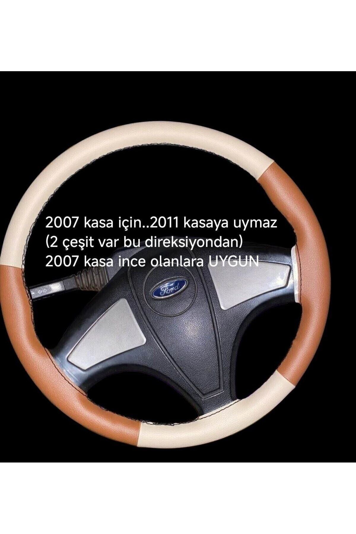 DİKİŞLİ DİREKSİYON KILIFI BEJ DERİ TABA DERİ SİYAH DİKİŞLİ F.ORD KAMYON TIR İNCE DİREKSİYON