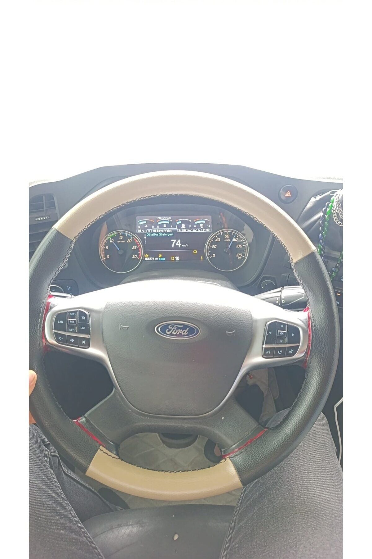 DİKİŞLİ DİREKSİYON KILIFI BEJ / SİYAH SİYAH DİKİŞLİ F.ORD FMAX İCİN
