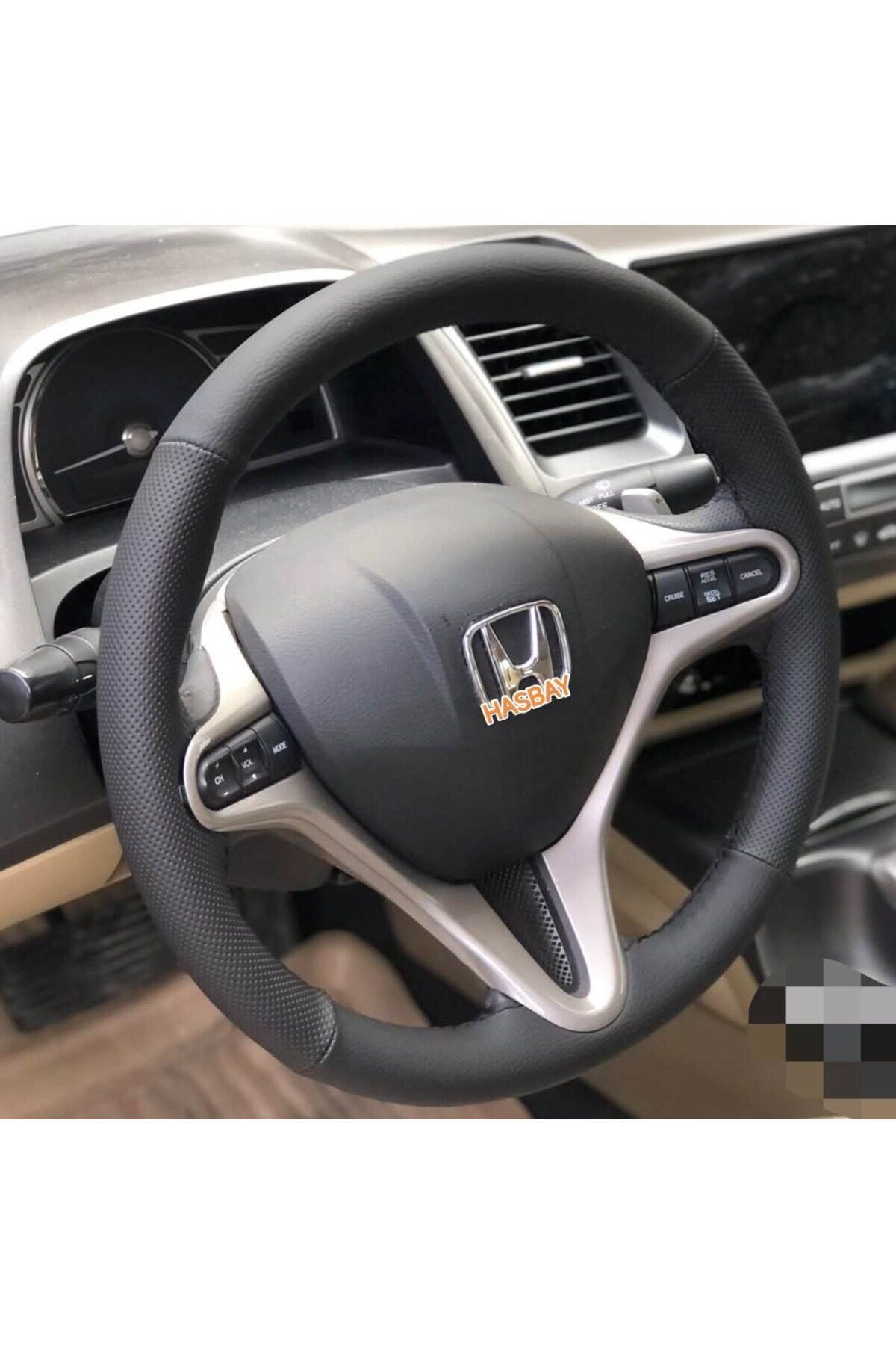 DİKİŞLİ DİREKSİYON KILIFI NOKTA / SİYAH DERİ SİYAH DİKİŞLİ HONDA CİVİC 2007 -2012 KASA İÇİN