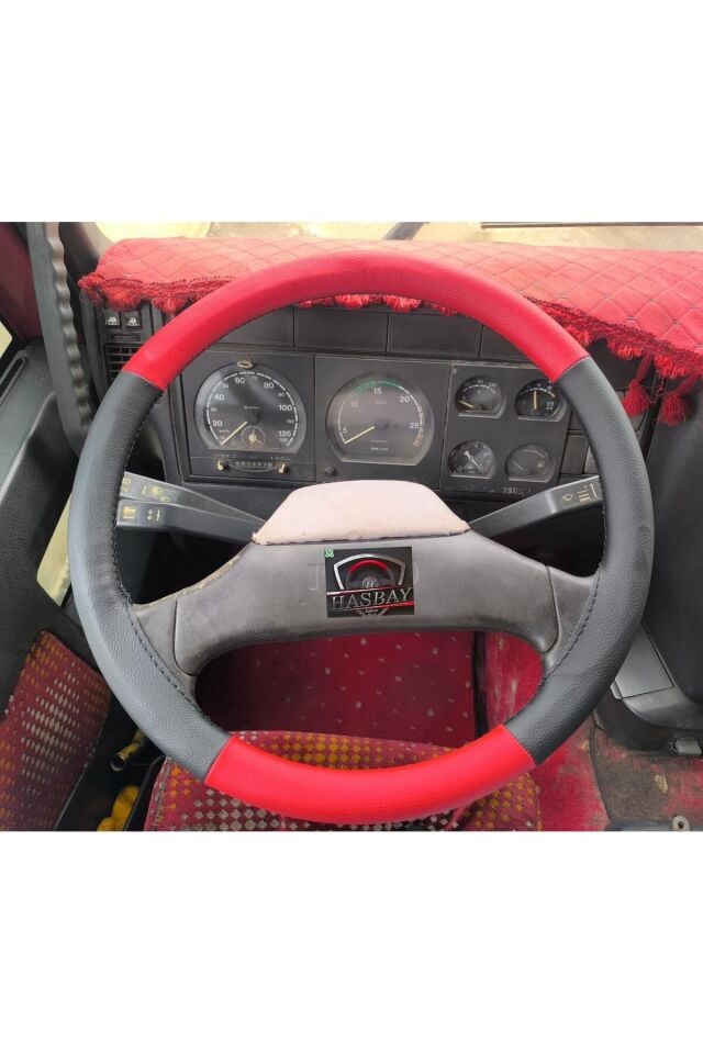 DİKİŞLİ DİREKSİYON KILIFI SİYAH / KIRMIZI DERİ SİYAH DİKİŞ IVECO EUROTECH 2003 KASA (açıklama)