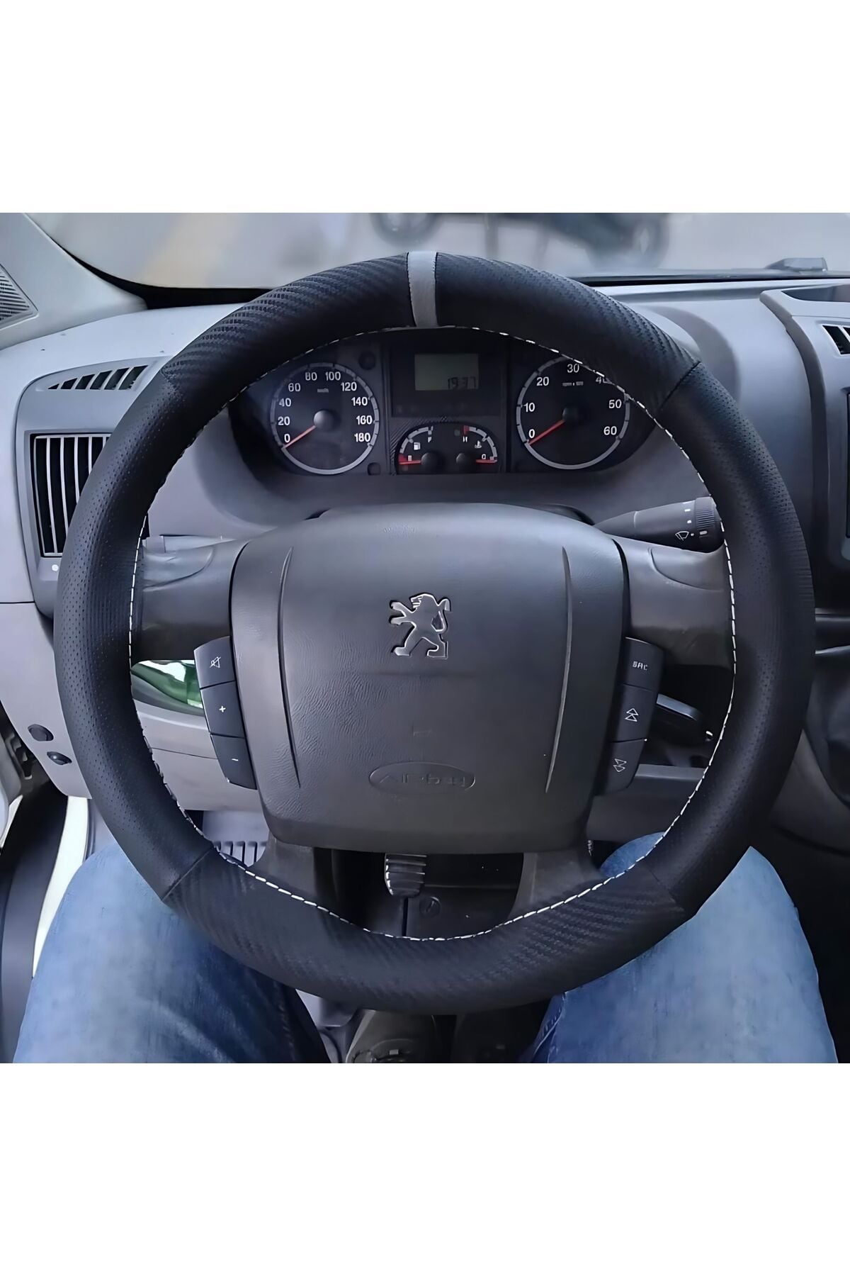 KARBON DERİ NOKTALI DERİ GRİ YÜZÜK GRİ DİKİŞLİ PEUGEOT BOXER İÇİN
