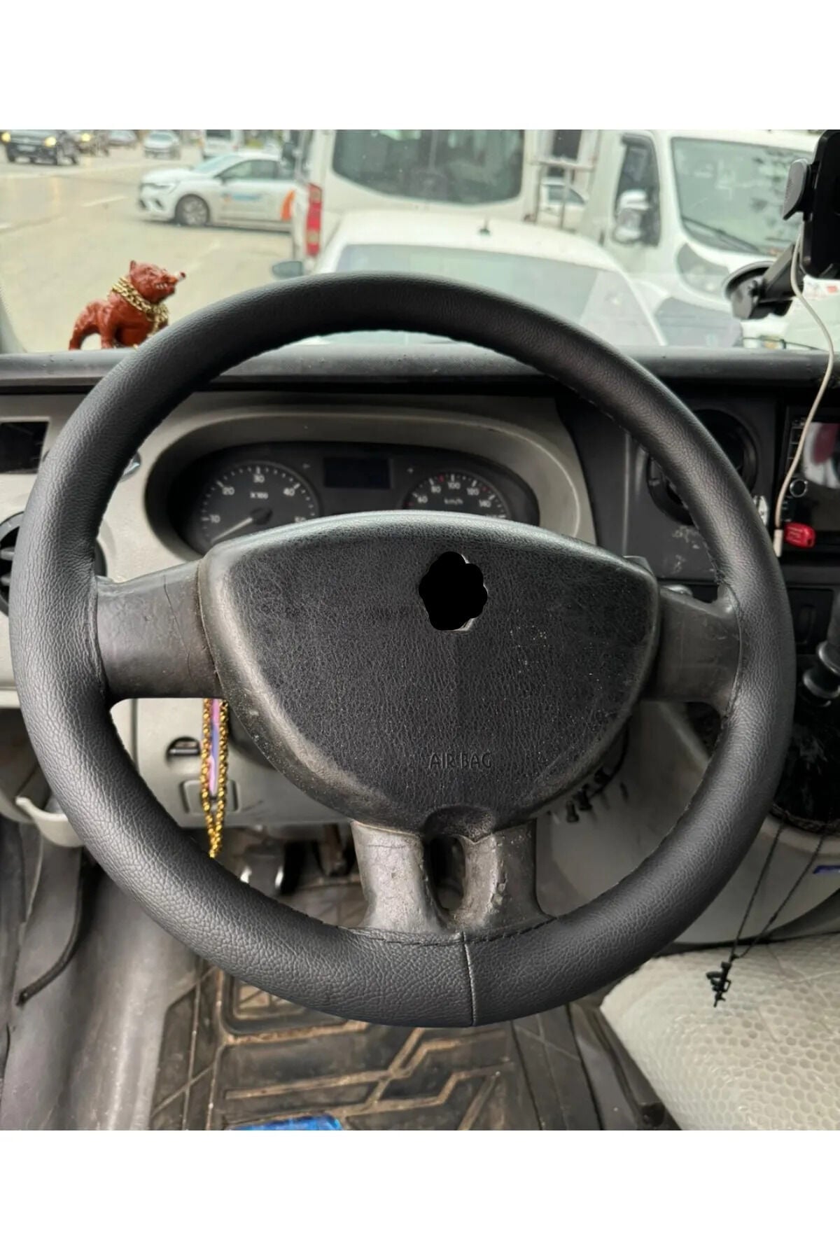 Dikişli Direksiyon Kılıfı Siyah Deri Siyah Dikişli Renault Master İçin