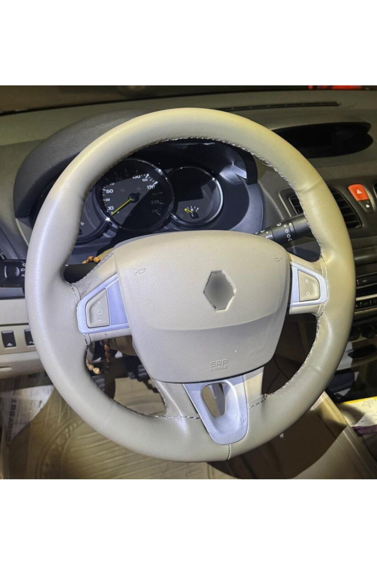 DİKİŞLİ DİREKSİYON KILIFI TAM RENK ÖZEL BEJ GRİ DİKİŞLİ RENO FLUENCE İÇİN