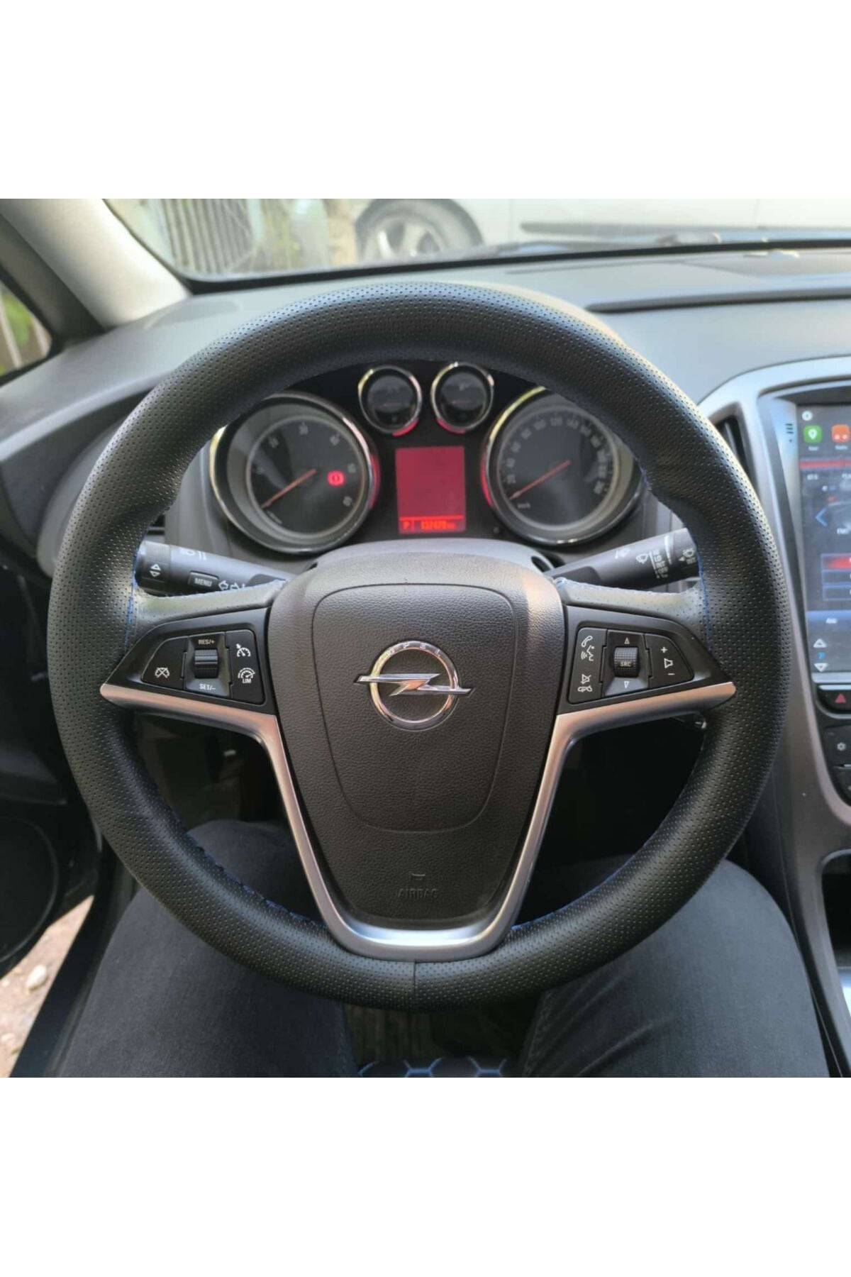 DİKİŞLİ DİREKSİYON KILIFI NOKTALI DERİ MAVİ DİKİŞLİ OPEL ASTRA INSİGNİA İÇİN