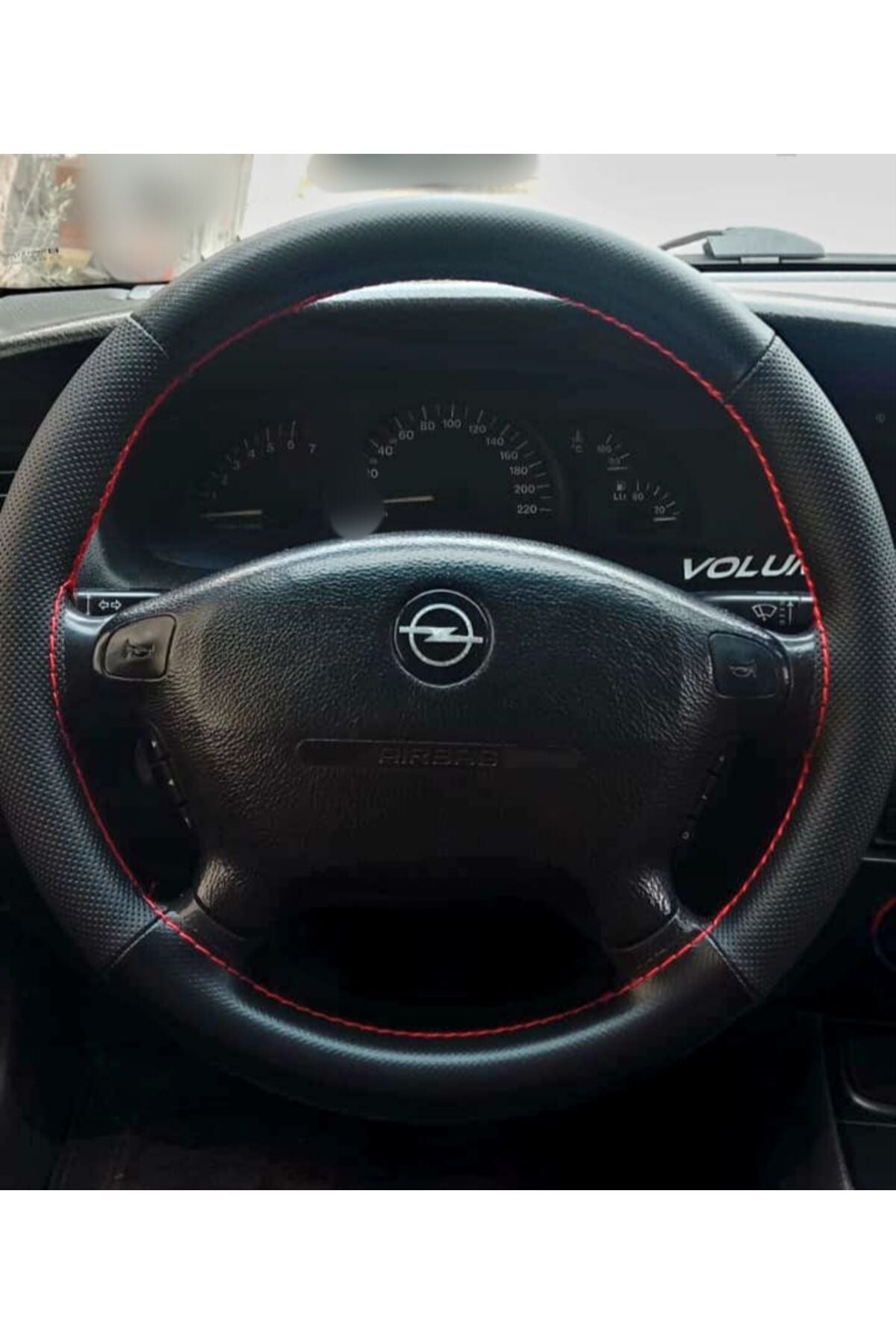 DİKİŞLİ DİREKSİYON KILIFI NOKTALI DERİ MİNİKARE KARBON DERİ KIRMIZI DİKİŞLİ OPEL VECTRA B KASA