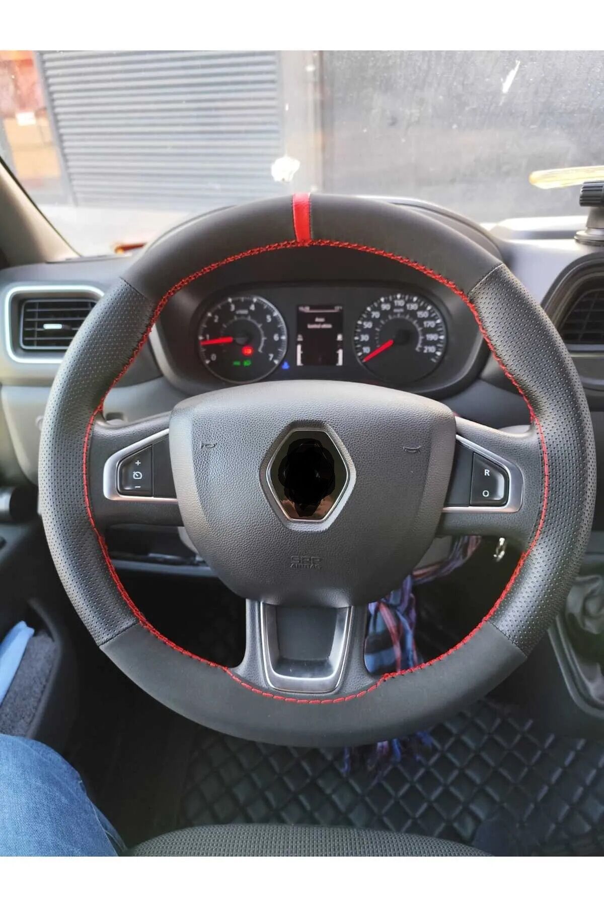 DİKİŞLİ DİREKSİYON KILIFI NUBUK NOKTALI KIRMIZI YÜZÜK KIRMIZI DİKİŞ RENAULT MASTER İÇİN