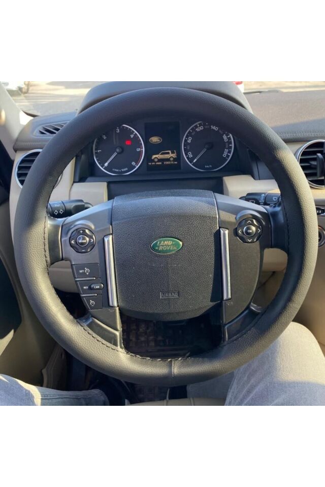 DİKİŞLİ DERİ DİREKSİYON KILIFI SİYAH DERİ SİYAH DİKİŞLİ LAND ROVER İÇİN