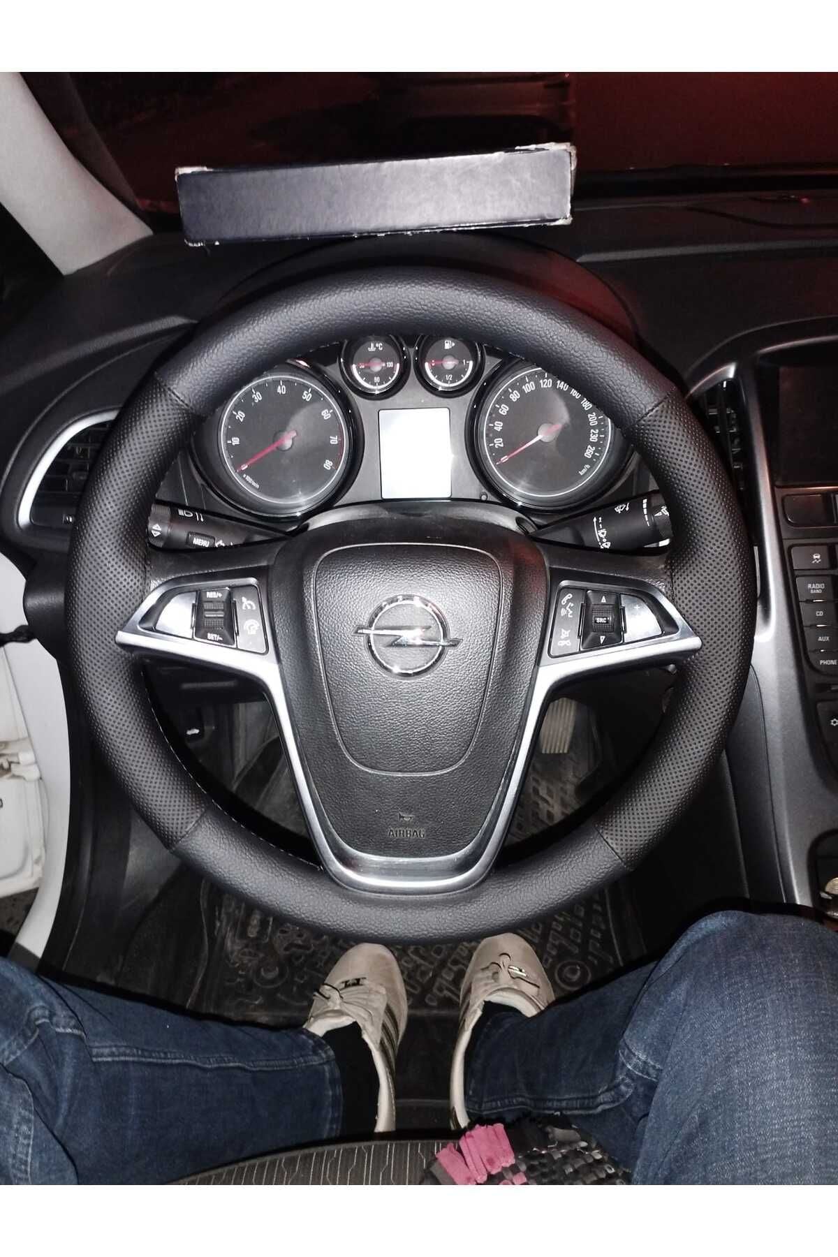 Dikişli Direksiyon Kılıfı Damarlı Noktalı Deri Siyah Dikişli Opel Astra Için Insignia