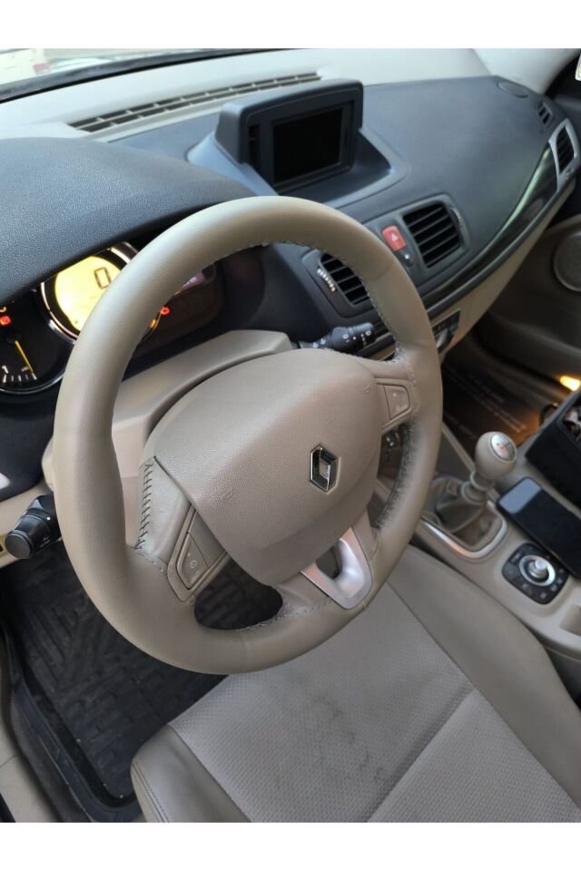 Dikişli Direksiyon Kılıfı Fluence Megane 2 Için Gri Dikişli