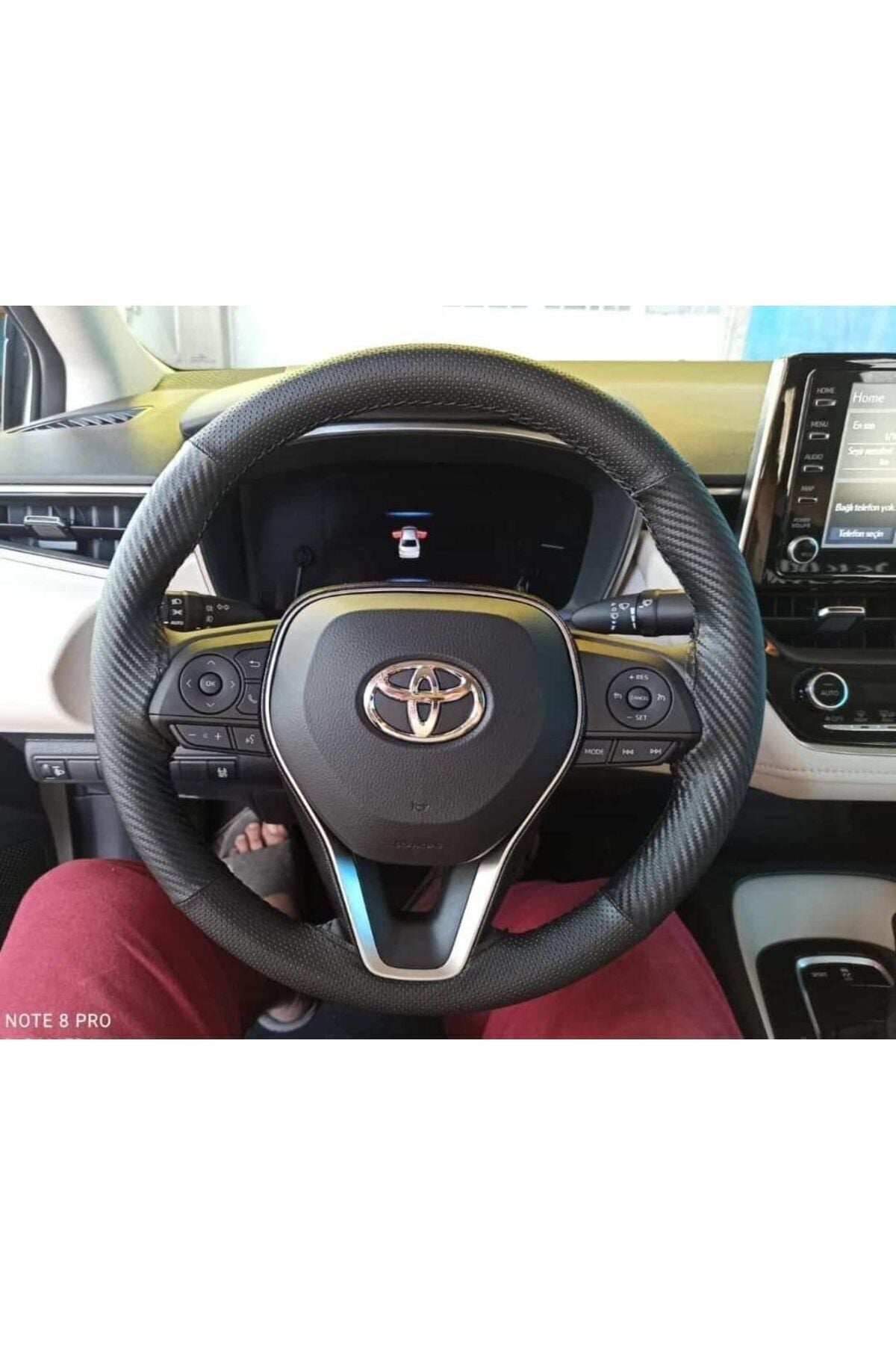 Dikişli Direksiyon Kılıfı Noktalı/karbon Deri Siyah Dikişli Toyota Corolla İçin