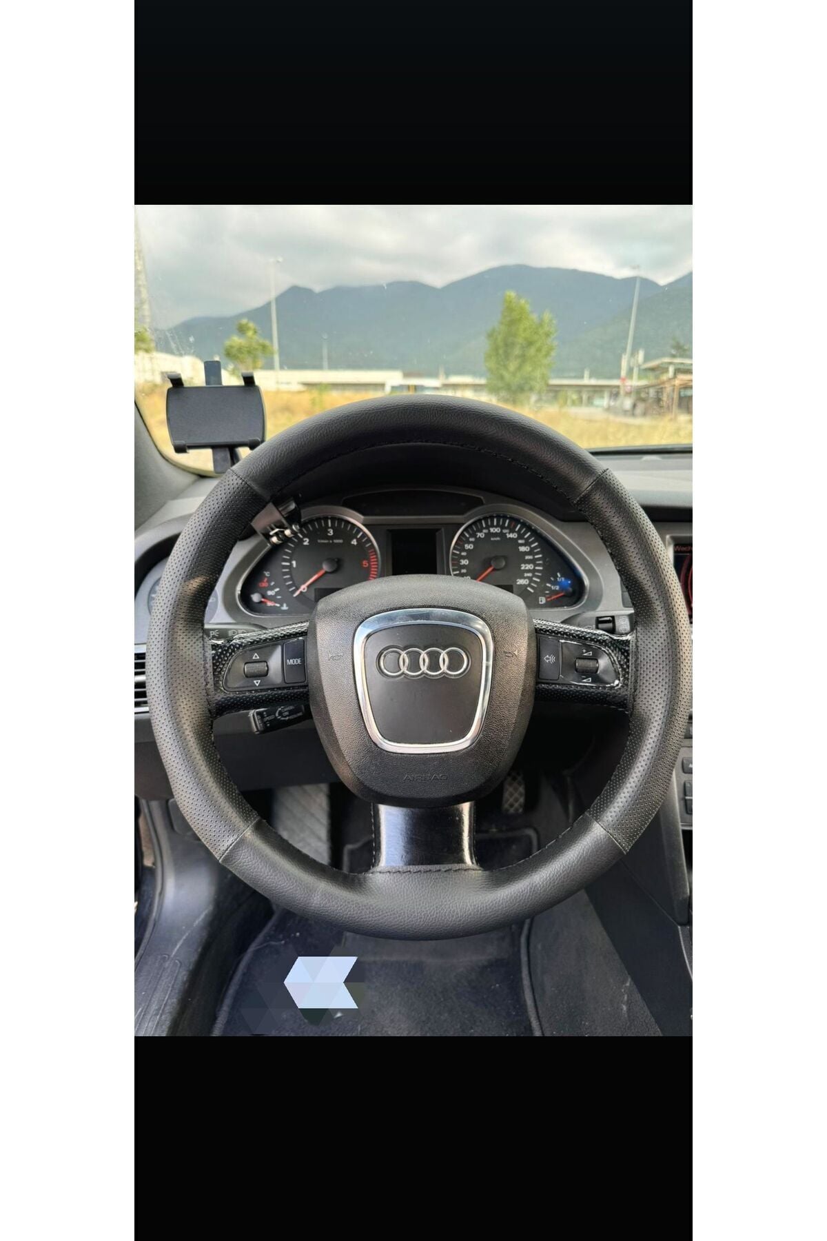 Dikişli Direksiyon Kılıfı Damarlı/noktalı Deri Siyah Dikişli Audi A6 İçin